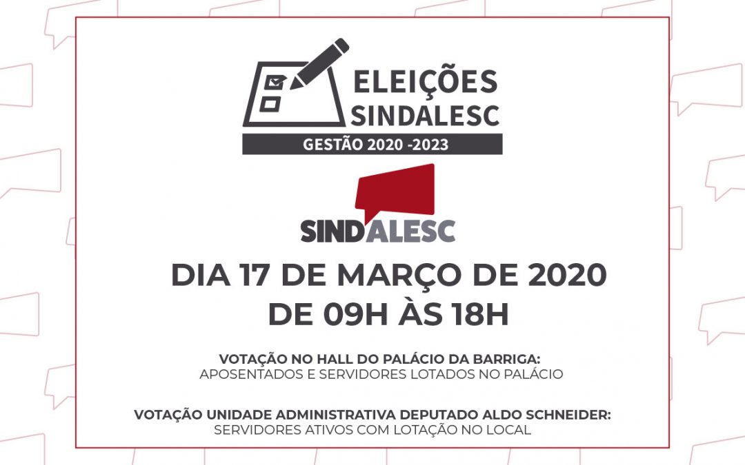 Eleições do SINDALESC acontecerá no dia 17 de março