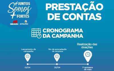 SINDALESC e a AFALESC iniciam as entregas das doações na próxima semana