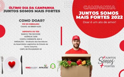 As doações se encerram HOJE, DIA 31 de maio.