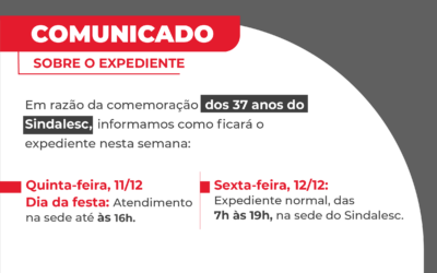 Atendimento nesta quinta-feira, 11 de dezembro