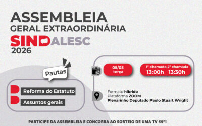 SINDALESC apresenta proposta de reforma do Estatuto e anuncia sorteio de uma TV 55″ aos filiados presentes na Assembleia