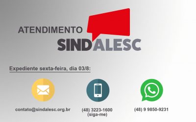 Alterações no expediente da semana de 30/7 a 03/8