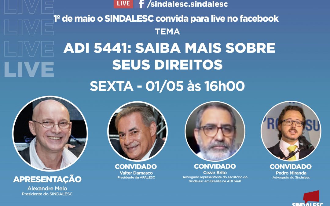 SINDALESC realizará live no dia do trabalhador