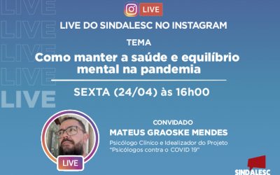 SINDALESC promove live com o Psicólogo Mateus Graoske nesta sexta