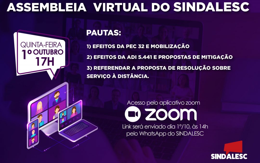 Convocação: Assembleia Virtual do SINDALESC