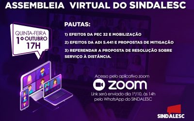 Convocação: Assembleia Virtual do SINDALESC